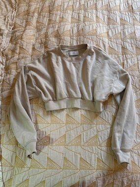 Aritzia TNA super Cropped Crewneck Sweatshirt - Beige